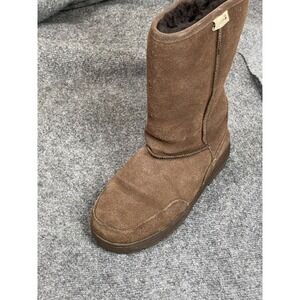 Bearpaw Shearling Boots Womens Sz 8 Brown Suede Sheepskin Faux Fur Lined